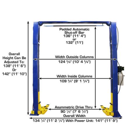 Atlas Automotive Equipment 9KOHX Overhead 2-Post Lift 9,000 lb. Capacity ATEXH-9KOHX-FPD