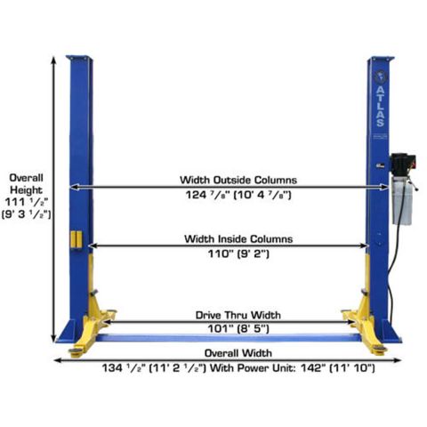 Atlas Automotive Equipment 9KBPX Baseplate 2-Post Lift 9,000 lb. Capacity ATEXH-9KBPX-FPD
