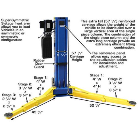 Atlas Automotive Equipment 9OHSC Overhead 2-Post Lift 9,000 lb. Capacity ATEATTD-9OHSC-SS-FPD