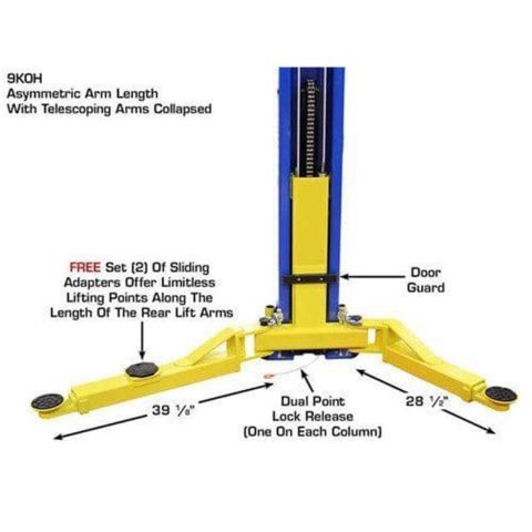 Atlas Automotive Equipment 9KOHX Overhead 2-Post Lift 9,000 lb. Capacity ATEXH-9KOHX-FPD