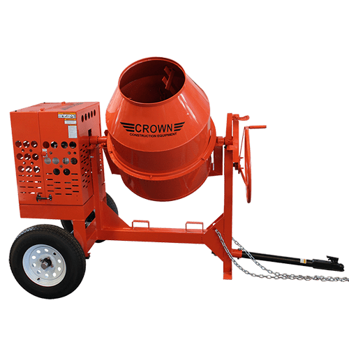Crown C12 Series Concrete Mixer - 12 Cubic Feet, Steel Drum, Torsion Axle, Highway Towable