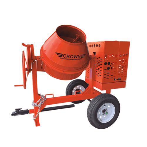 Crown C9 Series Concrete Mixer - 9 Cubic Feet, Steel Drum, Torsion Axle, Highway Towable